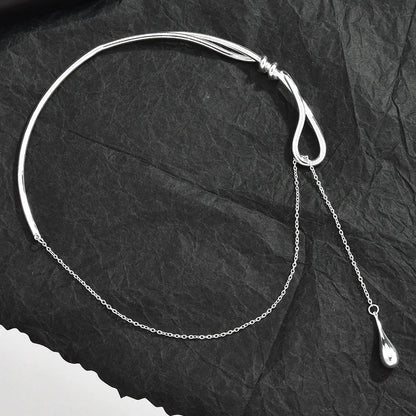 Lariat Y Necklace Choker Asymmetrical Knot Liquid Teardrop Pendant Minimalist Statement Collar Ornaments Jewelry Charms Set