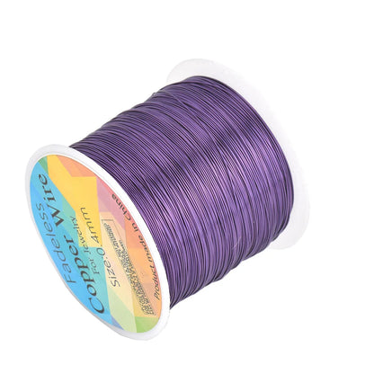 28 26 24Gauge Beading Floral Colored Jewelry Making Copper Craft Wire Soft DIY Metal Craft Art Wire 62-100Meters - Purple / 3