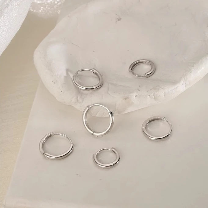 3Pair Stainless Steel Minimalist Huggie Hoop Earrings for Women Gold Color Tiny Round Circle 8/10/12mm Punk Unisex Rock Earri