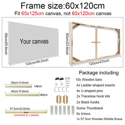 Various Sizes Canvas Frame Wooden Frames Natural Wooden Photo Oil Painting Canvas Diamond Painting Frames Canvas Wood Wall Fr