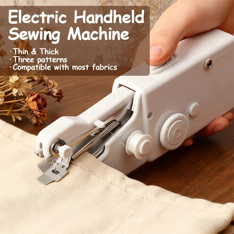Portable Handheld Sewing Kit – Battery-Powered Fast Sewing for Fabric & Clothes, Includes Needle, Threader, Spools & Samples