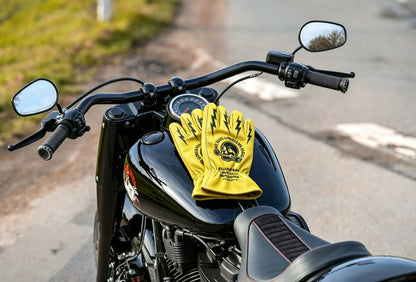 Vintage Skull Print Leather Motorcycle Gloves Multi-Purpose for Gardening Camping Riding Outdoor Use Cowhide Leather Work Glo