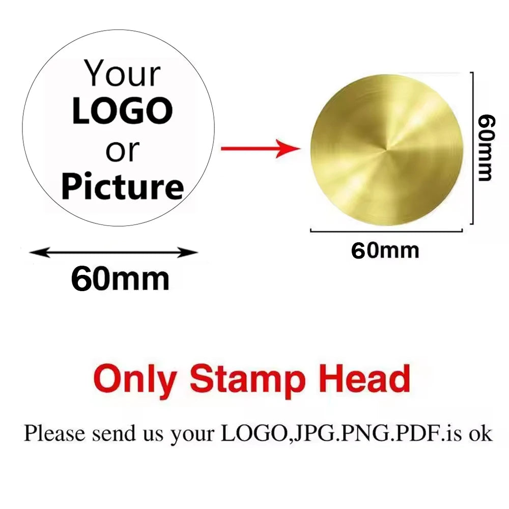 Custom Brass Wax Seal Stamp Personalized LOGO 25/30/40/50mm Round/Square Wax Sealing Head For Wedding Invitation Card Decor S