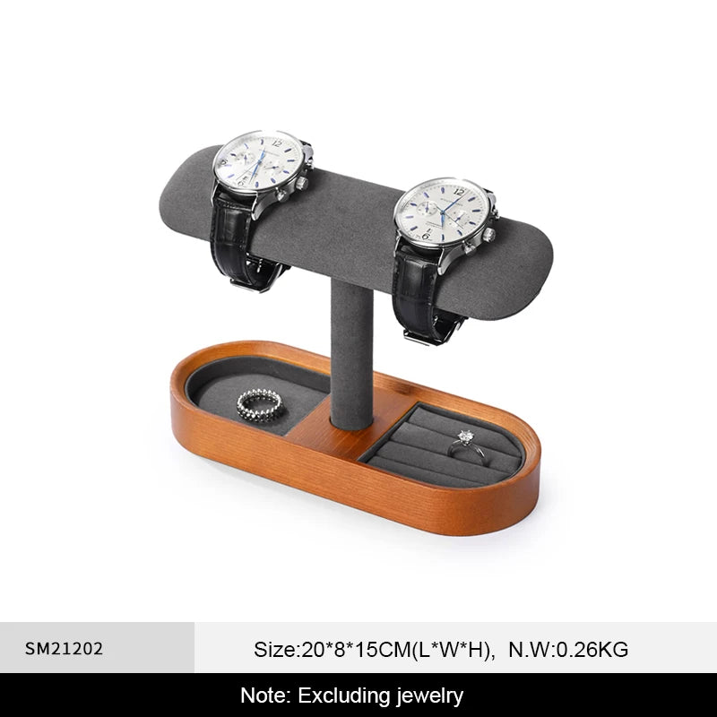 WoodTen Solid Wood Watches Display Stands Base Watch Necklace Bracelet Organizer Rack Bangle Scrunchie Headband Showcase Stan