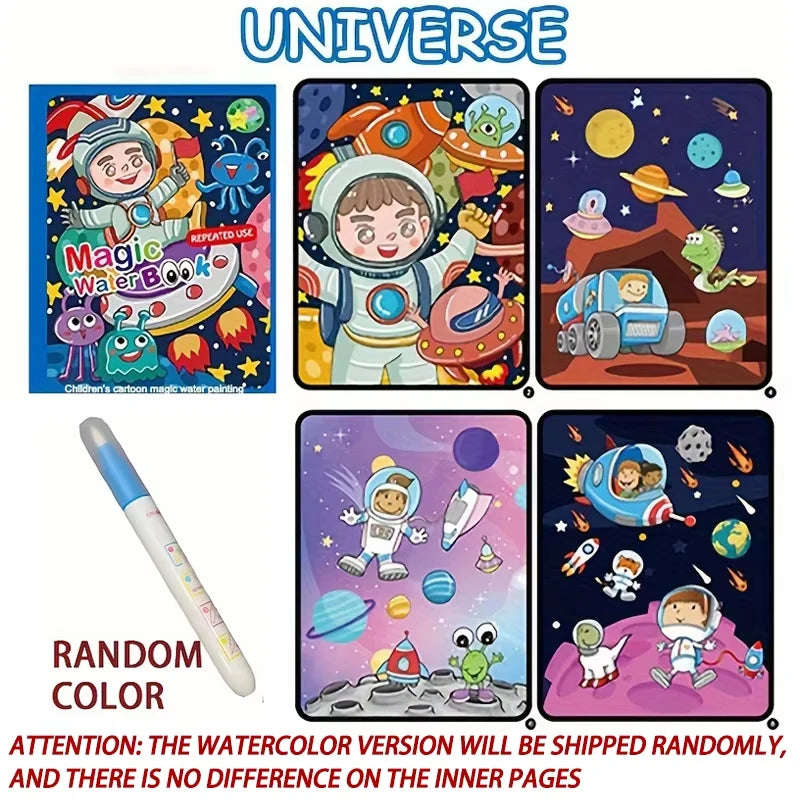 Magical Book Water Drawing Montessori Toys Reusable Coloring Book Magic Water Drawing Book Sensory Early Education for Childr