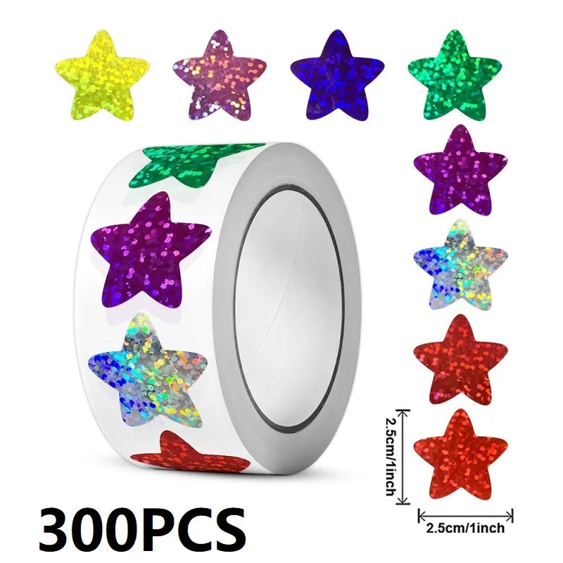 100-500PCS New Stars Stickers Thank You Stickers Photocard Decor Packaging Pack Stickers Roll Rolling Lables - TZ304-300PCS