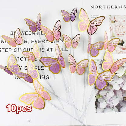 Cake Decoration, Colorful Butterfly Toppers, Gilt Edged Cake Decorations, Birthday Party Decor, Wedding Cake Accessories, Des