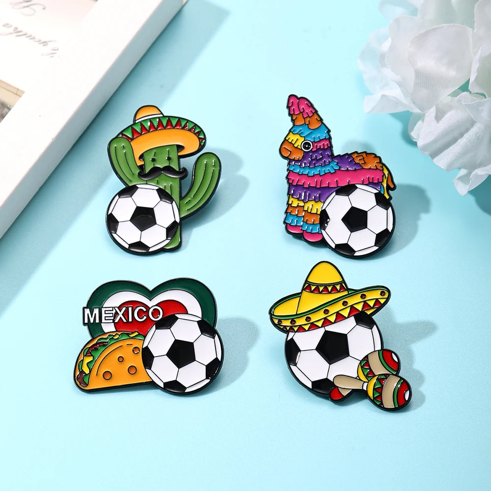 4 PCS Soccer Football Souvenirs As Gifts Trophy Metal Badges Spilla Brooches Pins Personalized Diy Trendy Decorative Accessor