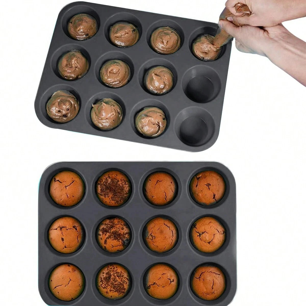 12 Holes Cupcakes Mold Non Stick Muffin Cupcake Silicone Mold Soap Chocolate Muffin Baking Pan Silicone Cake Mold Baking Tool