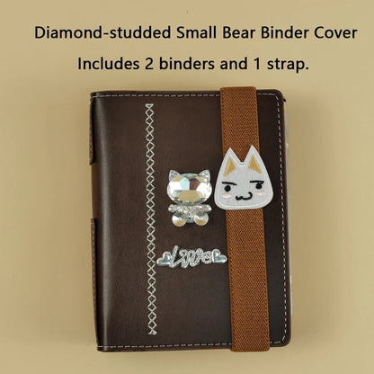 2 Binders A7 Notebook Detachable Loose-Leaf Dark Brown Notepad Portable Faux Leather Schedule Planner, With 80 Pages - Binder