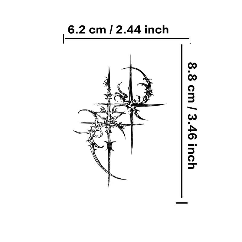 Sexy Hotwife Trend Temporary Tattoos Arm Waterproof Fake Tatto Dark Gothic Cross Herbal Juice Tattoo Sticker Bodyart Charm Pa