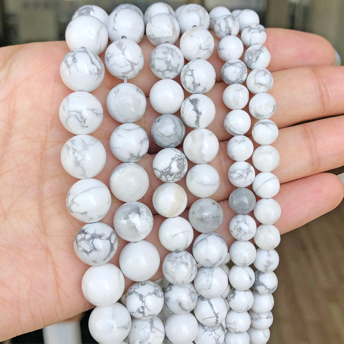 4-14mm Natural Black Volcanic Lava Stone Round Beads 15" Pick Size For Jewelry Making diy Bracelet - Howlite / 6mm 63pcs bead