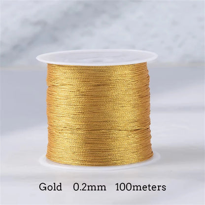 Gold/Silver Thread Macrame Cord Rope Bracelet Necklace Braided String For DIY Tassel Beading Shamballa String Supplies - 0.2m