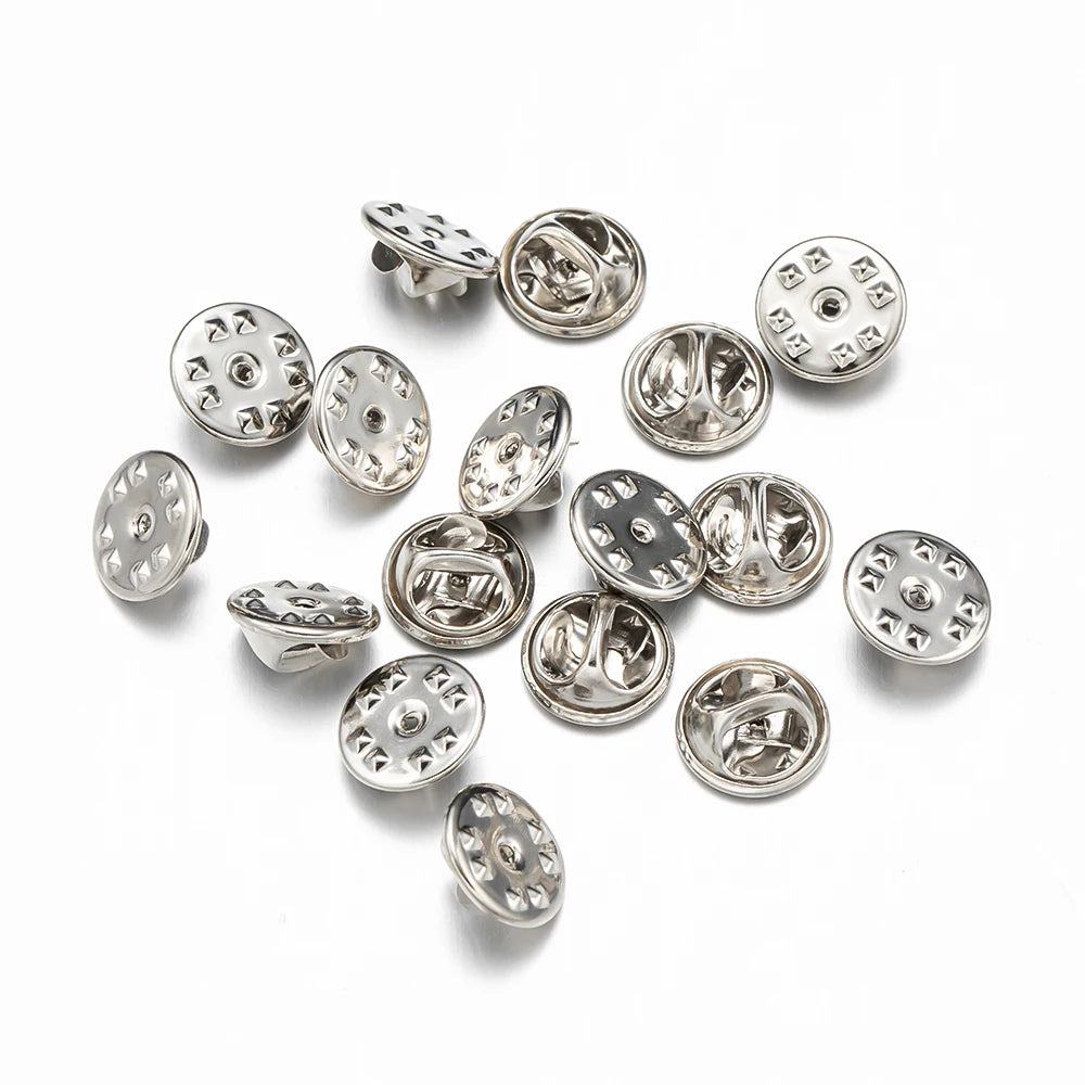 100pc Metal Locking Pin Back Brooch Badge Holder Lapel Base For DIY Jewellery Material Making Supply Craft Accessories Handma