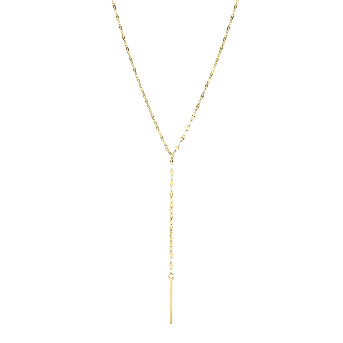 Stainless Steel Gold Plated Lariat Bar Pendant Y-Necklace for Women Dainty Paperclip Chain Minimalist Waterproof Jewelry