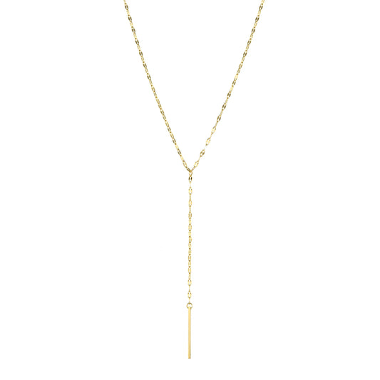 Stainless Steel Gold Plated Lariat Bar Pendant Y-Necklace for Women Dainty Paperclip Chain Minimalist Waterproof Jewelry
