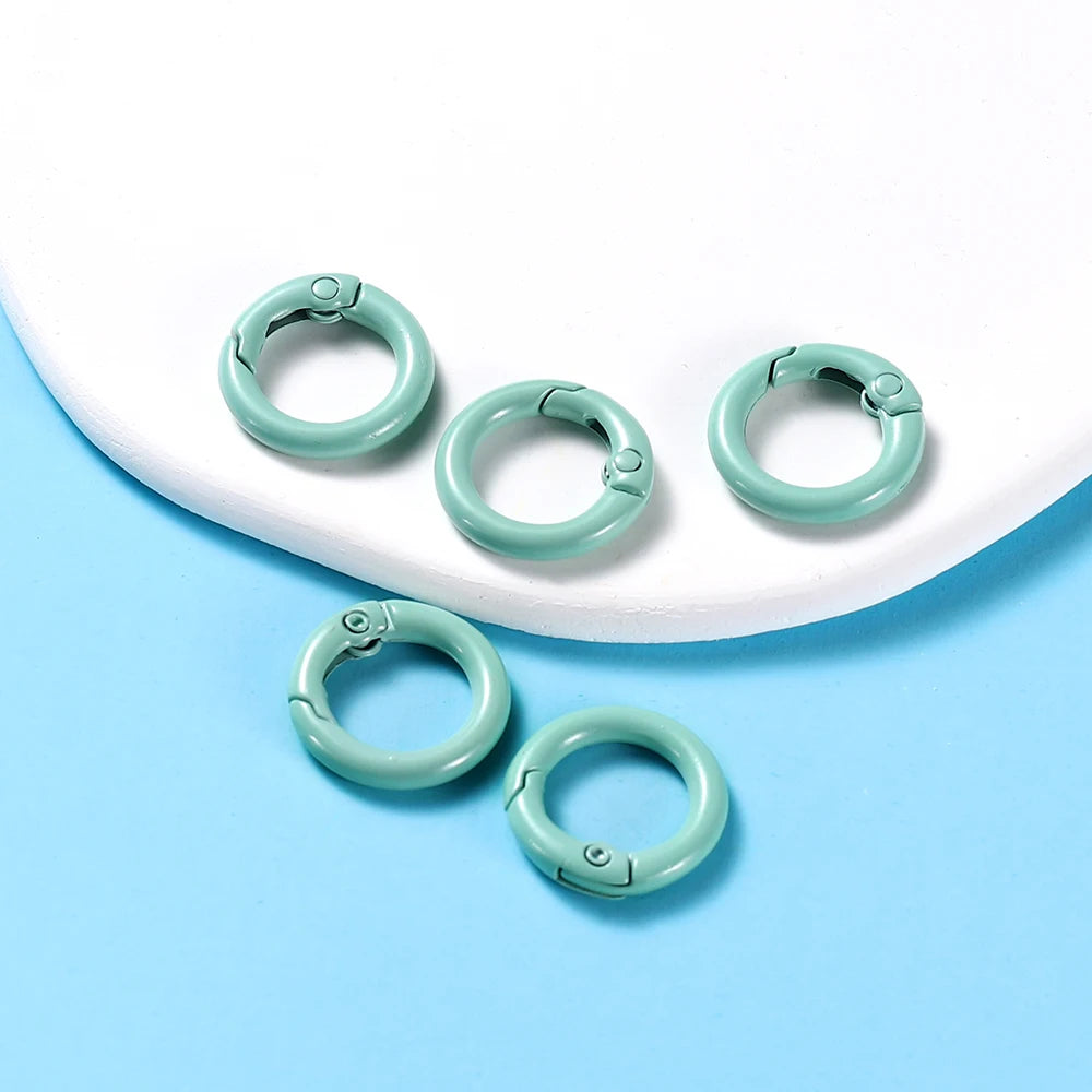 5Pcs/Lot 21 Colors Metal O Ring Spring Clasp Openable Round Carabiner Keychain Clips Hook Dog Chain DIY Jewelry Buckle Connec