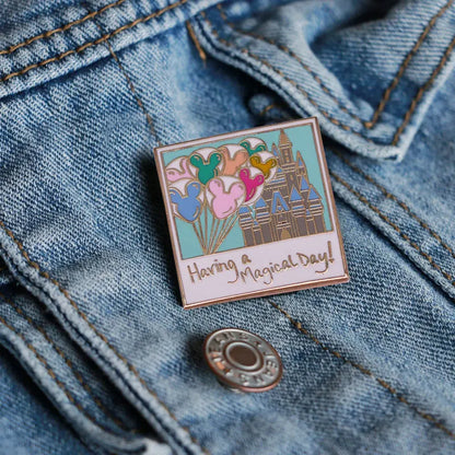Magical Day Balloons Castle Souvenir Photo Enamel Pin Happy Romantic Memories Commemorative Brooch Badge Birthday Present