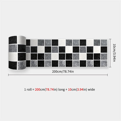 Mosaic Bathroom Waist Line Wall Stickers Waterproof Peel & Stick Art Backsplash Kitchen Office Skirting Line Decor Wallpaper 