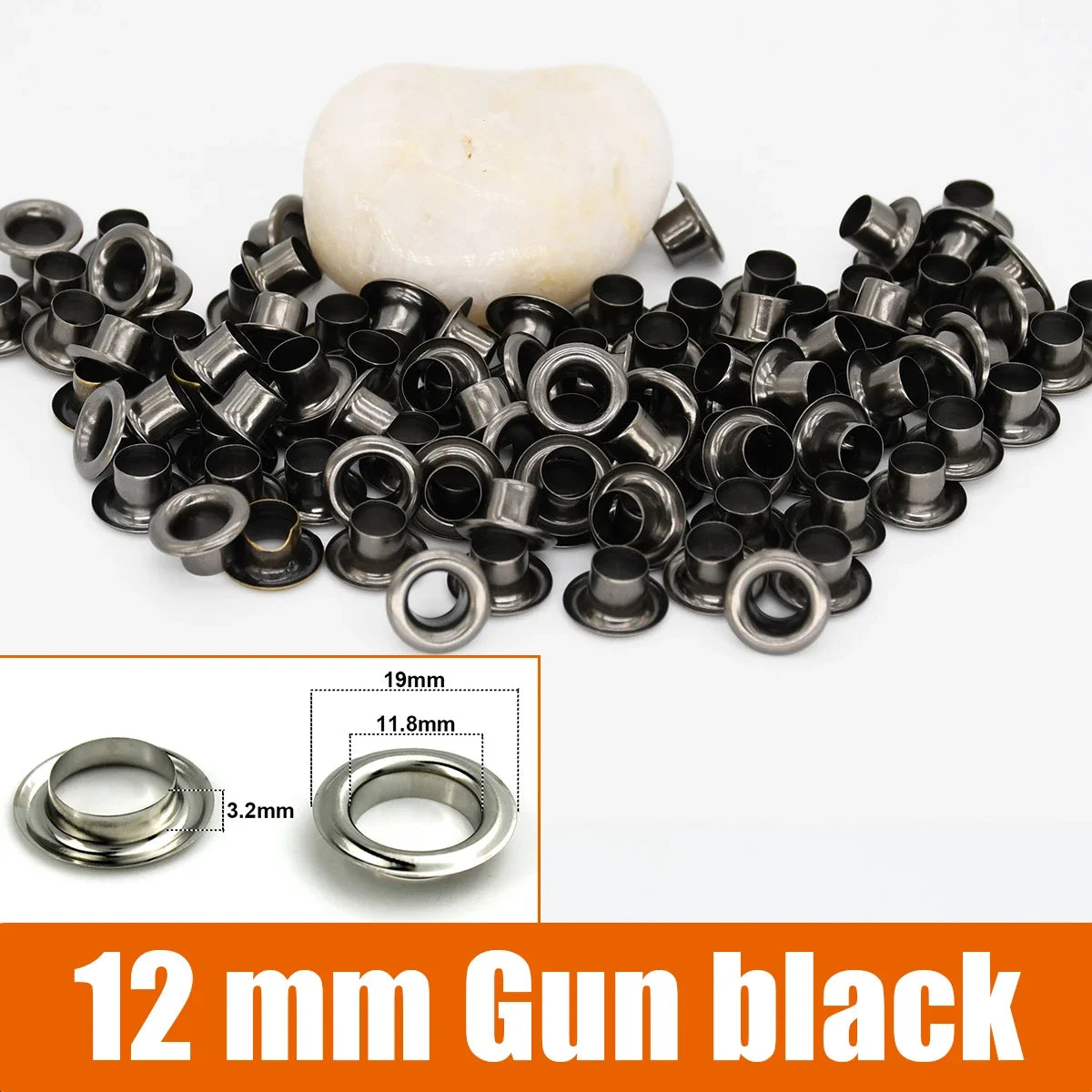 100sets 6/8/10/12mm Brass Eyelets with Washers Grommet Repairing Round Eye Rings for Shoes Bag Clothing Skin Belt Hat - 12mm 