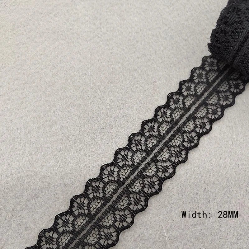 Beautiful 10 Yards/Lot Black Lace Ribbon Tape Quality Lace Trim DIY Embroidered Lace For Sewing Decoration African Lace Fabri