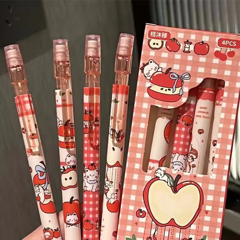 4Pcs 0.5mm Mechanical Pencils with Eraser Smooth Writing Erasable Press Automatic Pencil School Office Supply Student Station
