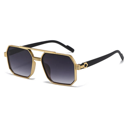 Hiking New Fashion Double Beam Polygonal Anti Light Glasses Retro Personalized Trendy Large Frame Eyewear European and Americ