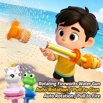 Summer Unicorn Scattering Firecracker Water Gun, Pull-Back Water Cannon, Spraying Water Fun Toy for Kids