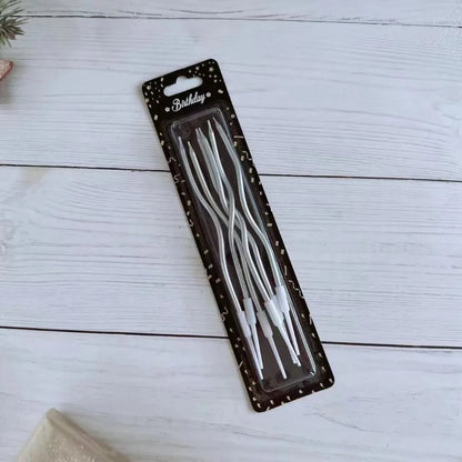 12/48pcs/1case Birthday Candles Spiral Cake Candles Long Thin Cake Candles For Wedding Party And Cake Decoration - 6pcs Silve