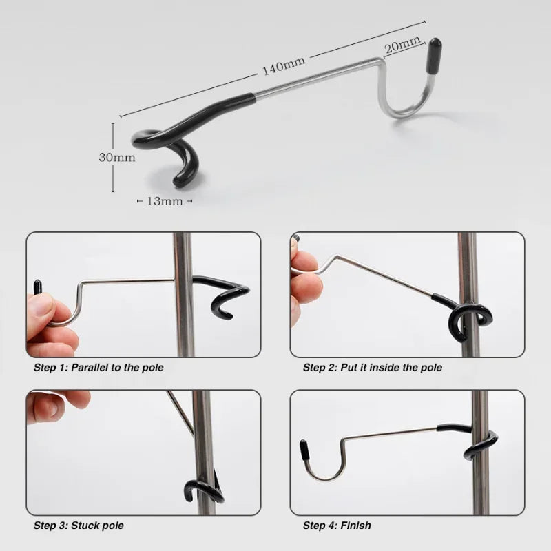Stainless Steel Light Stand Holder Hooks Portable Tent Pole Lamp Hanger Hunting Fishing Lantern Hanger Outdoor Camping Tools