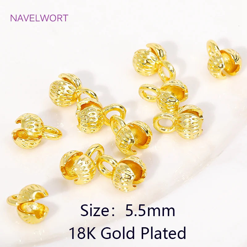 10/20Pcs 18K Gold Plated End Beads Tip,Brass End Caps For Jewelry Making,Connecting Rings For Jewelry,DIY Bracelets Accessori