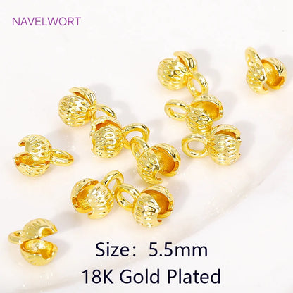 10/20Pcs 18K Gold Plated End Beads Tip,Brass End Caps For Jewelry Making,Connecting Rings For Jewelry,DIY Bracelets Accessori