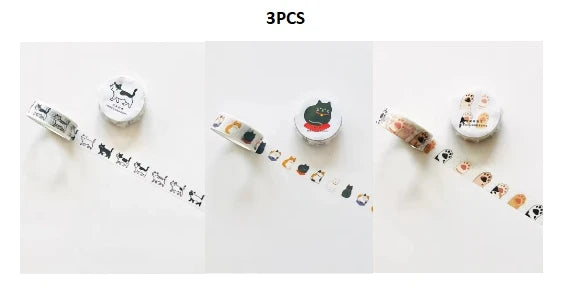 Washi Tapes Cartoon Cat Masking Tape Washi Stickers Scrapbooking Adhesive DIY Decorative Stationery School Supplies