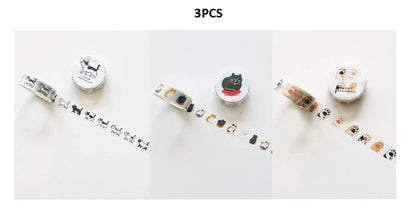Washi Tapes Cartoon Cat Masking Tape Washi Stickers Scrapbooking Adhesive DIY Decorative Stationery School Supplies