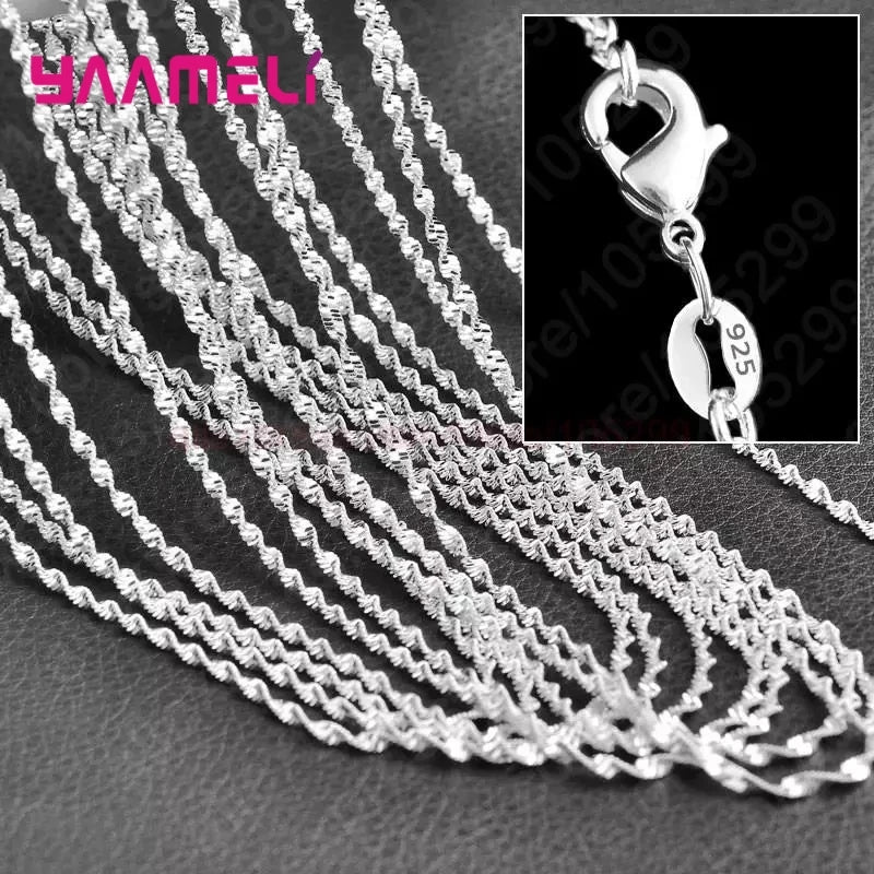 10PCS Pure 925 Sterling Silver Charm Link Chain Necklace Jewelry with Strong Smooth Lobster Clasps 16-30 Inches