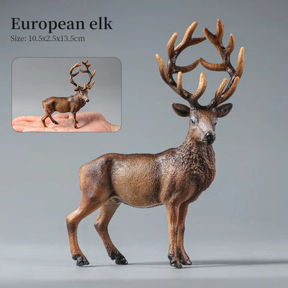 Montessori Wild Animals Model Toy Set - Lion Elephant Antelope Action Figures Miniature Zoo Figurines Educational Kids Gift -