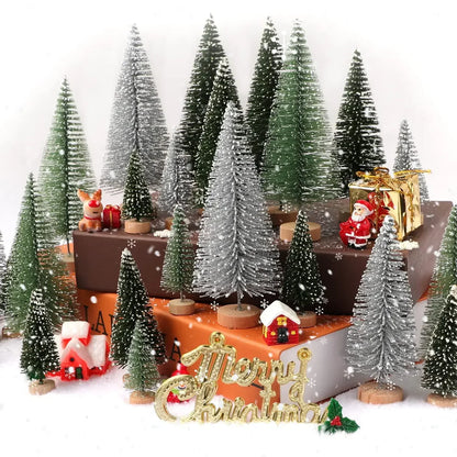 Mini Christmas Tree Ornaments Christmas Tabletop Decorations Ornaments Home Xmas Gifts Cedar Pine Needle Tree Window Decor