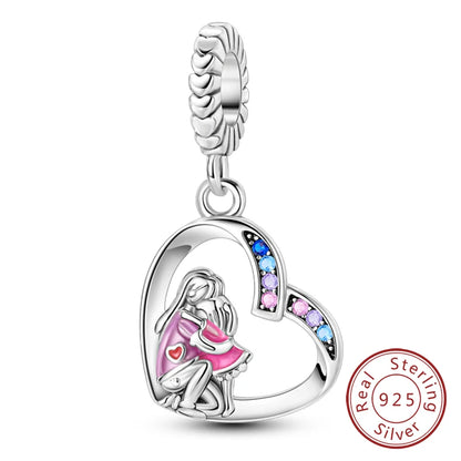 925 Sterling Silve Charms Beads Forever Love Heart Sister Family Life Charms Dangle For Bracelet Woman Jewelry Gifts - KTC104