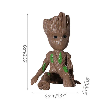 Desktop Decor Mini Anime Figurine Tree Man Miniature Model Cute Groot Doll Toy Home Accessories Ornament Handicraft Gifts - O