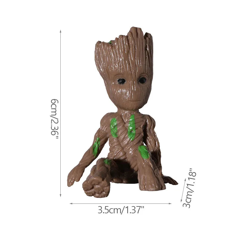 Desktop Decor Mini Anime Figurine Tree Man Miniature Model Cute Groot Doll Toy Home Accessories Ornament Handicraft Gifts - O