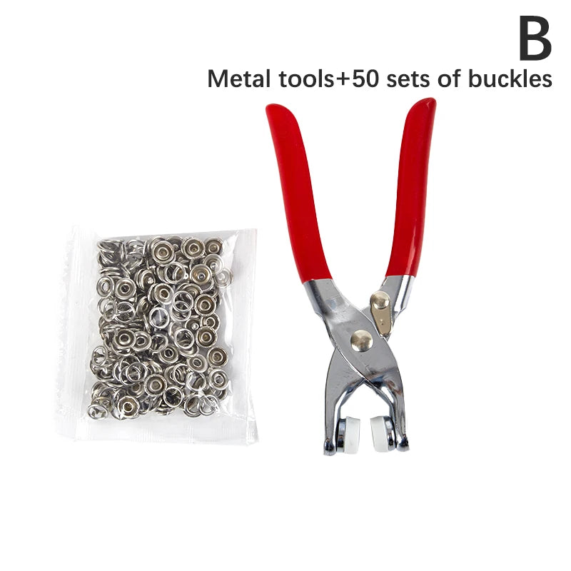 Snaps Buttons Pliers Set Snap Fasteners Kit Tool Sewing Buttons Press Studs Snap for Installing Clothes Bags - 1set A