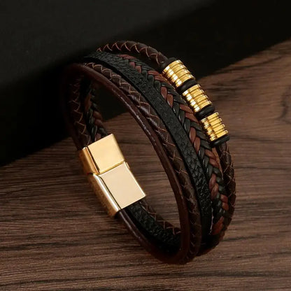 Classic Men's Leather Bracelet New Style Hand-woven Multi-layer Combination Accessory Fashion Man Jewelry