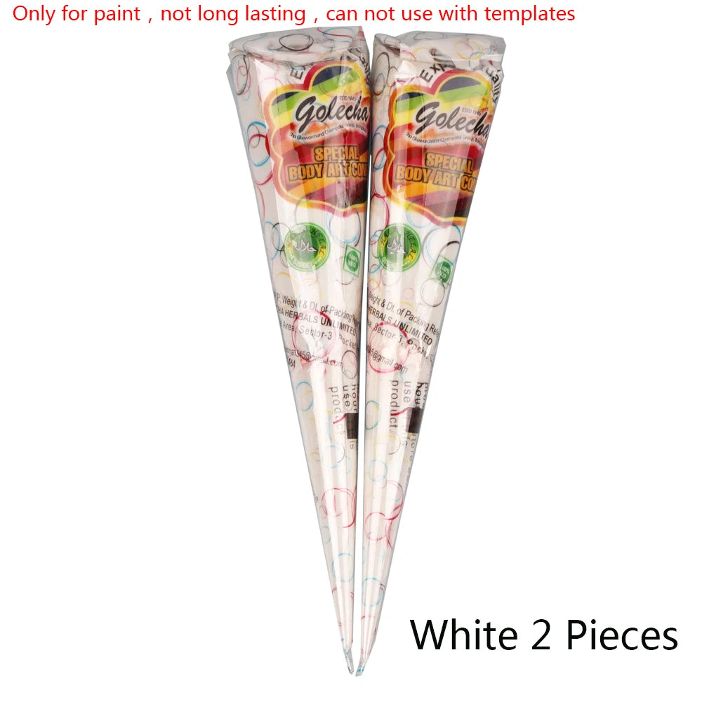 GOLECHA Black Brown Red White Henna Cones Indian Henna Tattoo Paste For Temporary Tattoo Body Art Sticker Mehndi Body Paint -