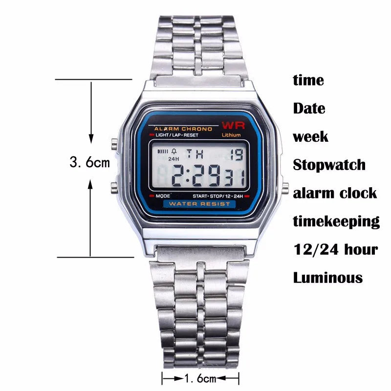 Women Men Unisex Watch Gold Silver Black Vintage LED Digital Sports Military Wristwatches Electronic Digital Present Gift Mal