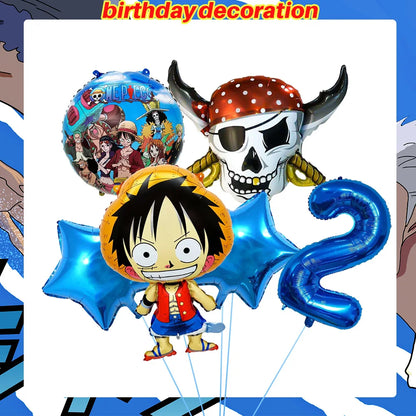 One Piece Birthday Party Dinner Plates Hanging Banner Cake Decoration One Piece Luffy Balloon Party Decoration Theme Props Gi
