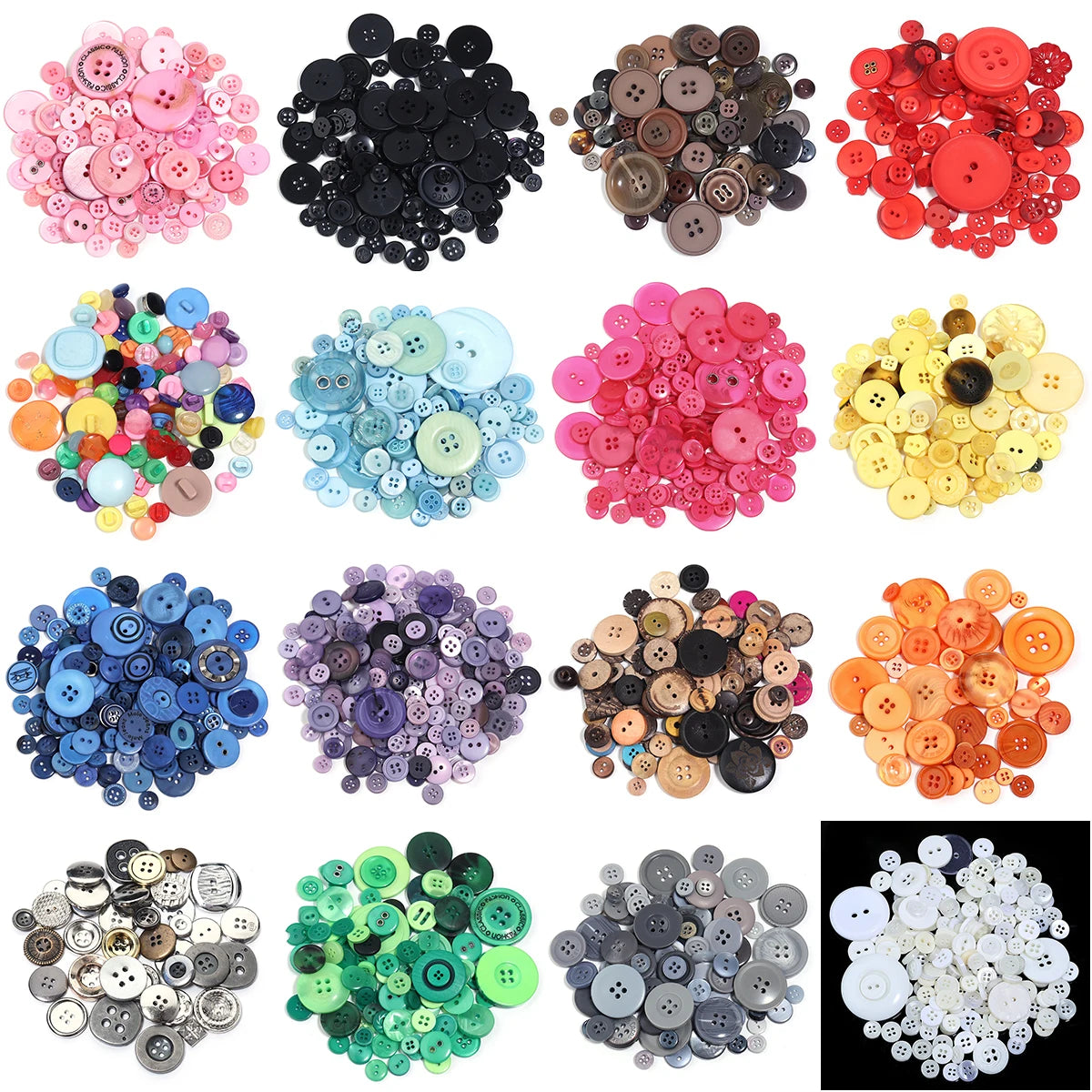 90Pcs/pack Colorful Round Resin Buttons Assorted Sizes Bulk Buttons For Handmade Creative Crafts Sewing Clothing Accessories 
