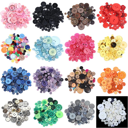 90Pcs/pack Colorful Round Resin Buttons Assorted Sizes Bulk Buttons For Handmade Creative Crafts Sewing Clothing Accessories 