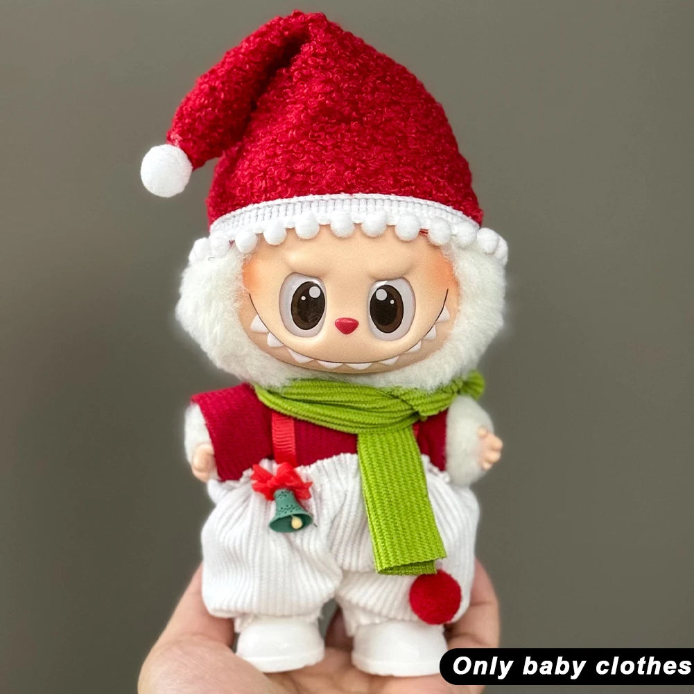 17cm Cute Mini Plush Doll'S Clothes Outfit Accessories For Korea Kpop Exo Labubu Idol Dolls Christmas Knitted Sweater Kid Gif