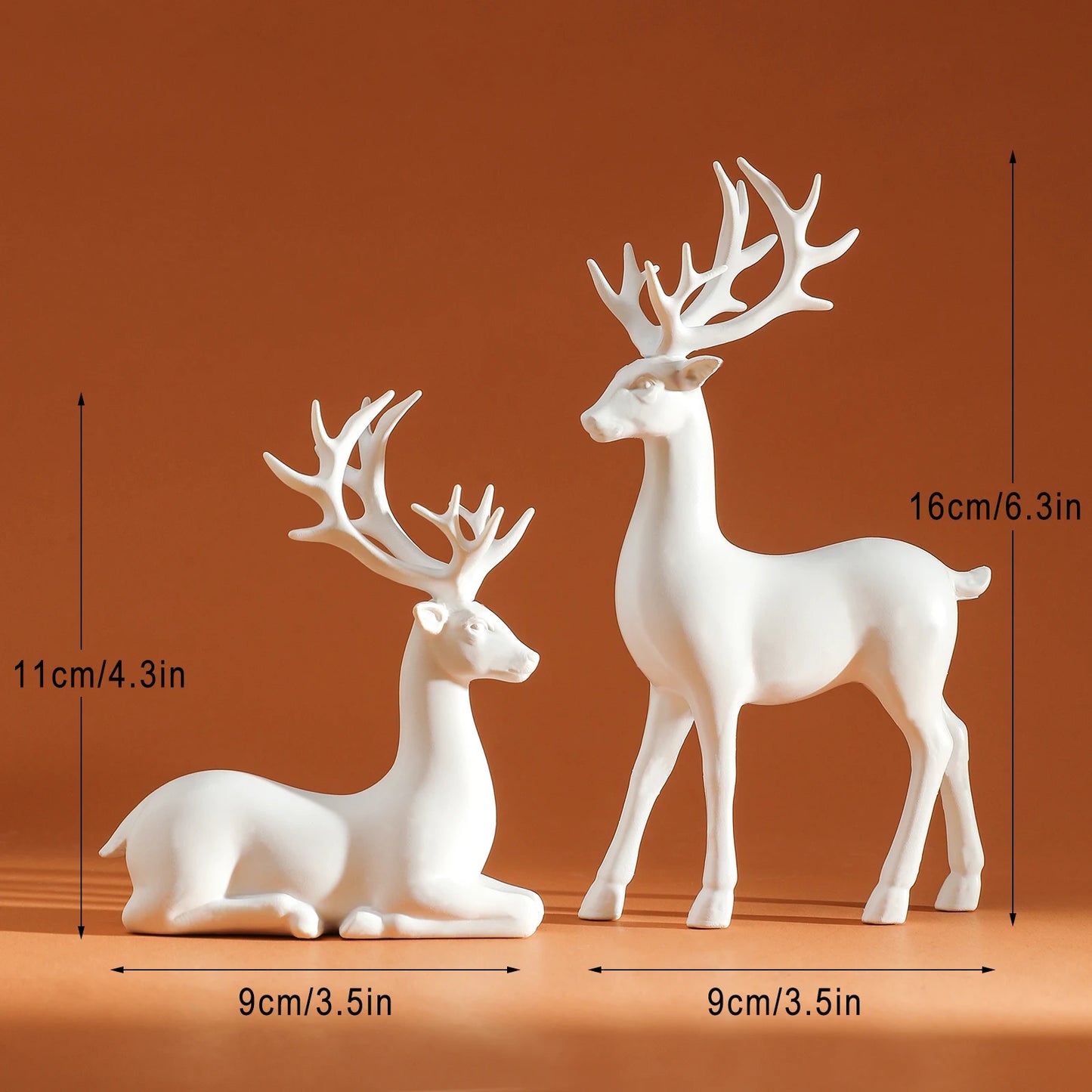 2 Pcs, Room Decor Mother Deer Cute Kids Room Decor Sculptures Kawaii Sculptures Christmas Home Decoration Fawn Figurines - Wh