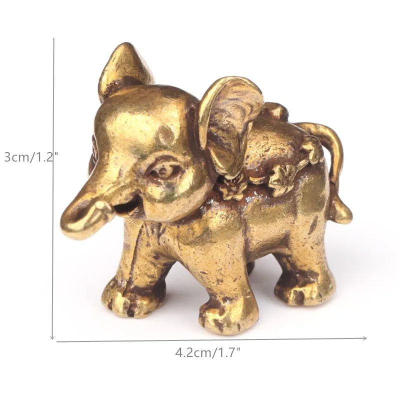 Antique Bronze Minature Elephant Figurines Tea Pet Table Ornament Decorations Solid Copper Animal Crafts Home Decor Living Ro
